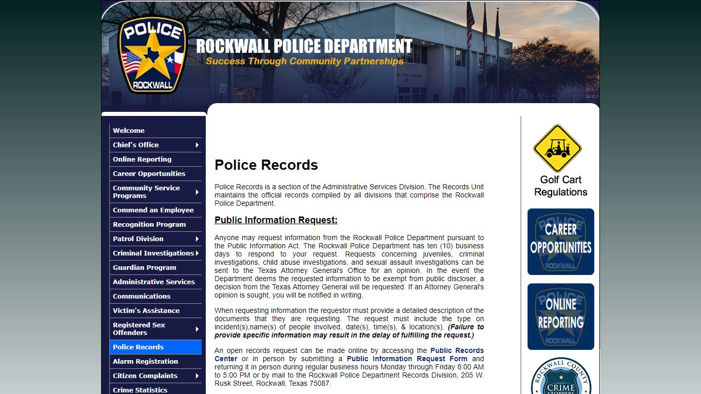 Police Records - Rockwall Police Department