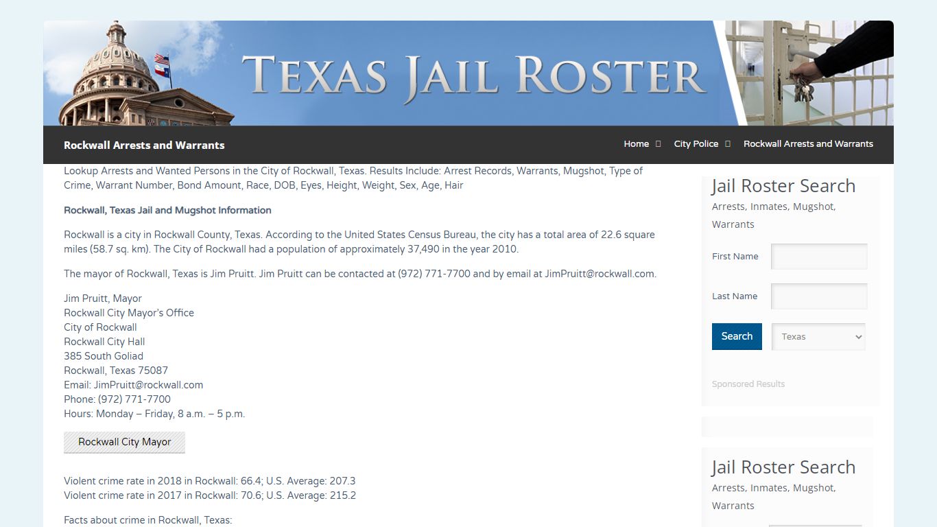 Rockwall Arrests and Warrants | Jail Roster Search